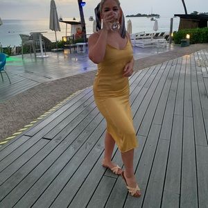 Golden yellow slip dress